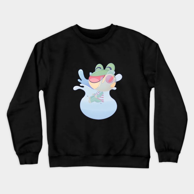 Cute Froggie Splash Crewneck Sweatshirt by clumsytaco